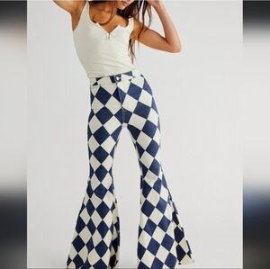 NWT Free People Just Float On Flare Jeans Pants Diamond Print 24 Will trade!!